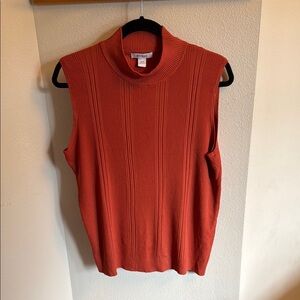 Sleeveless Ribbed Knit Sweater - Rust